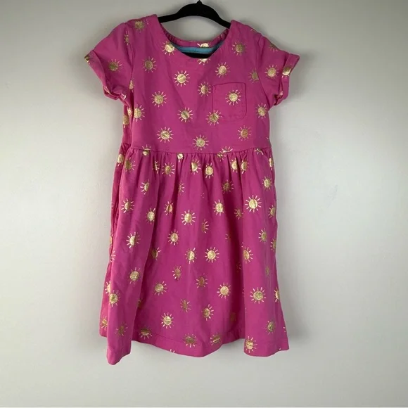 Mini Boden | Dresses | Mini Boden Fun Jersey Dress Tickled Pink Gold Suns  Size 56 Years | Poshmark